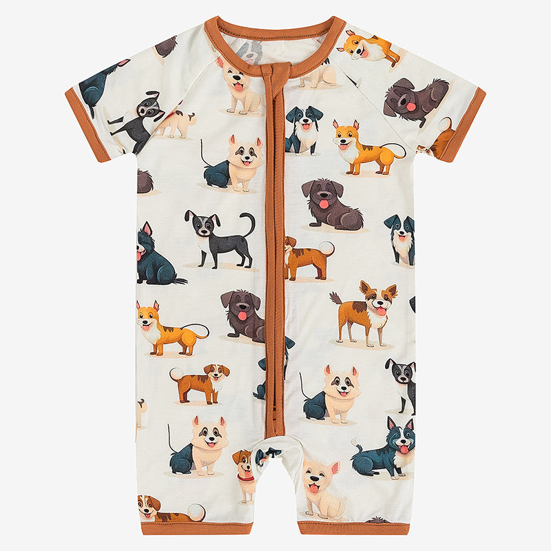 Cute Dog Bamboo Baby Short Zippy Pajama