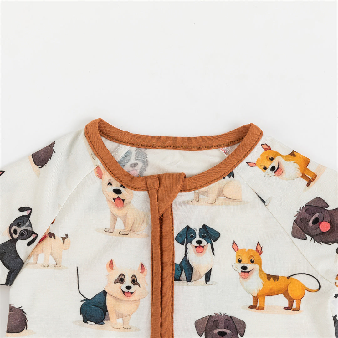 Cute Dog Bamboo Baby Short Zippy Pajama
