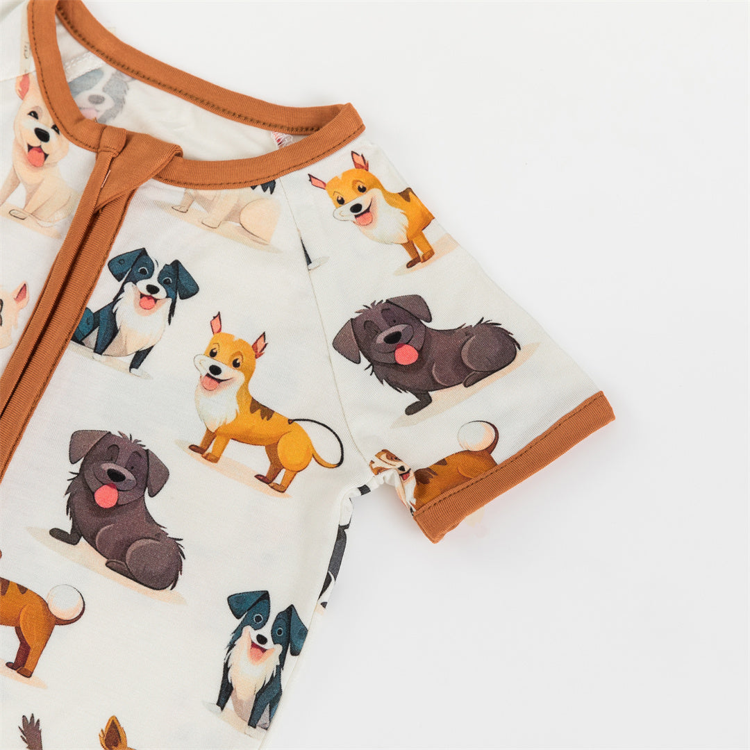 Cute Dog Bamboo Baby Short Zippy Pajama
