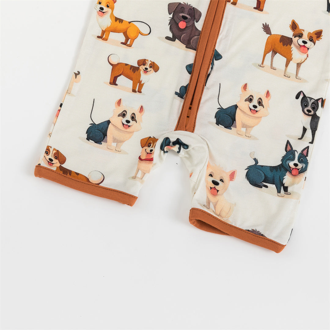 Cute Dog Bamboo Baby Short Zippy Pajama