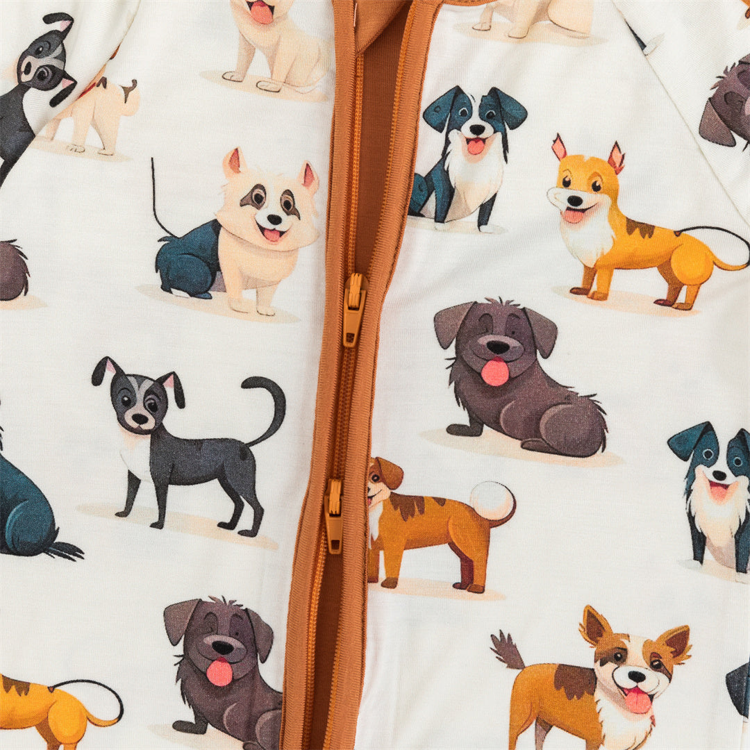 Cute Dog Bamboo Baby Short Zippy Pajama