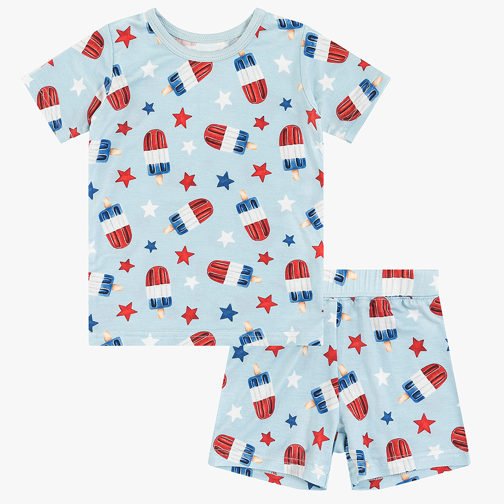 4th Of July Ice Cream Star Bamboo Summer Pajama Shorts Set