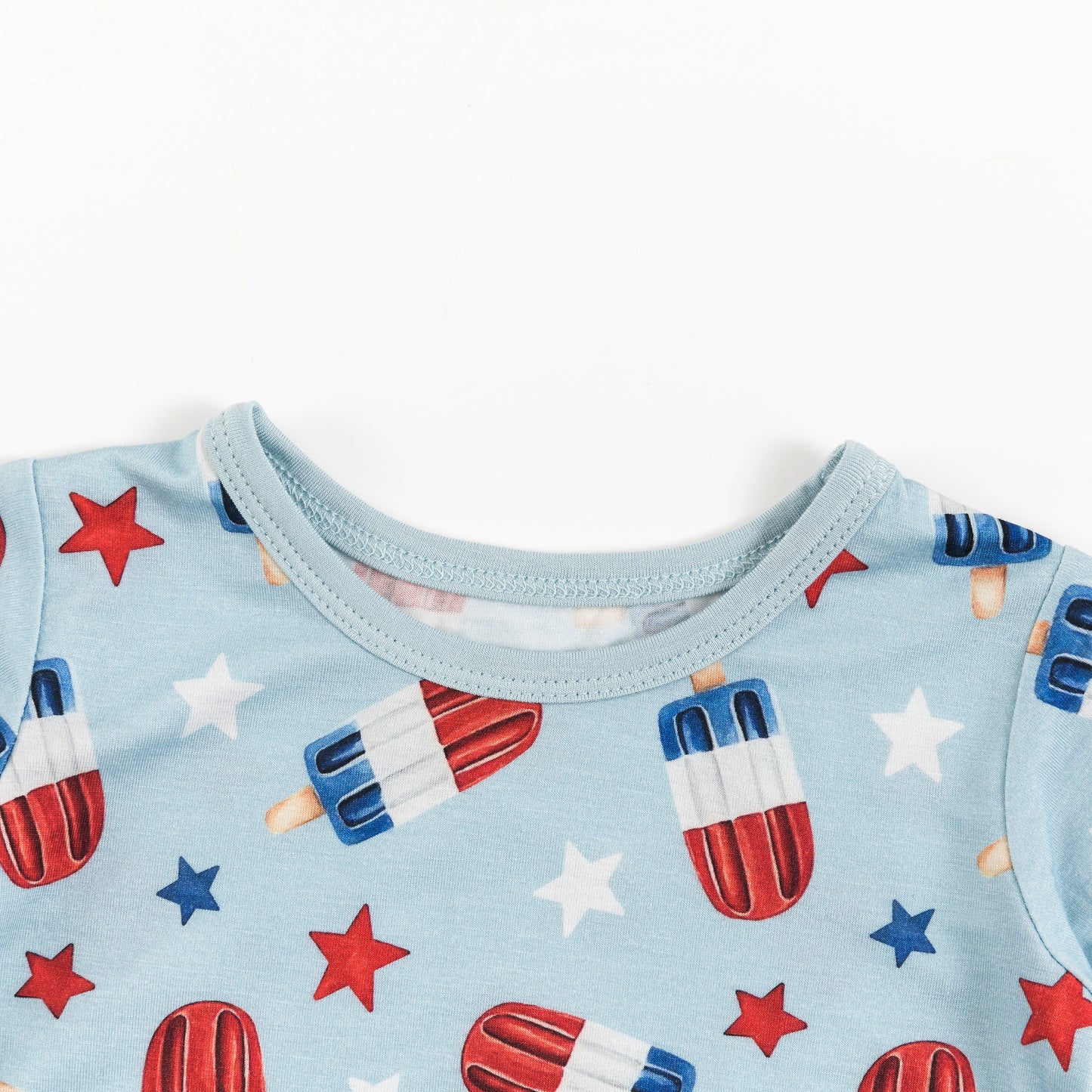 4th Of July Ice Cream Star Bamboo Summer Pajama Shorts Set
