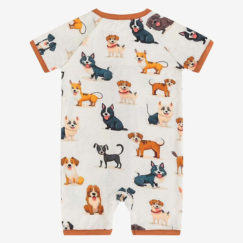 Cute Dog Bamboo Baby Short Zippy Pajama