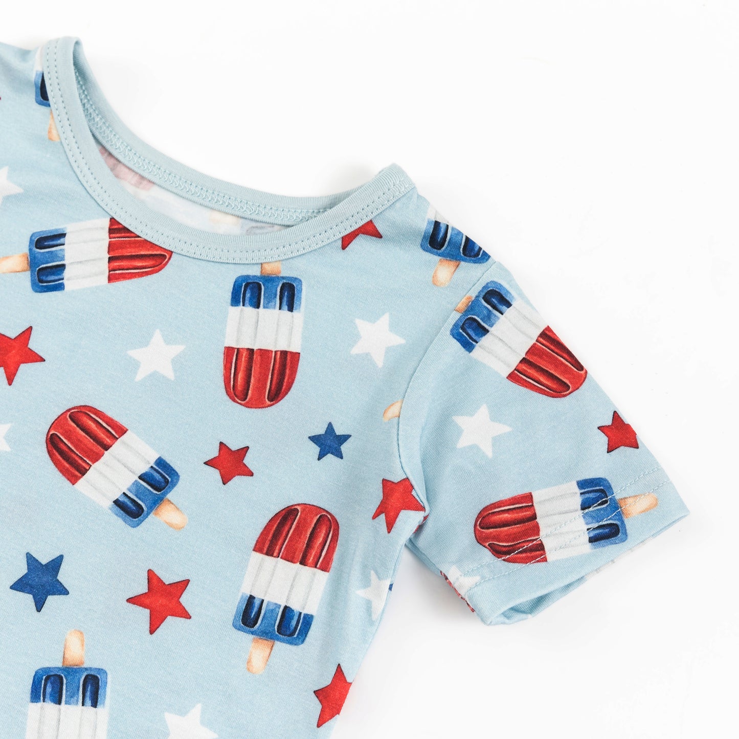 4th Of July Ice Cream Star Bamboo Summer Pajama Shorts Set