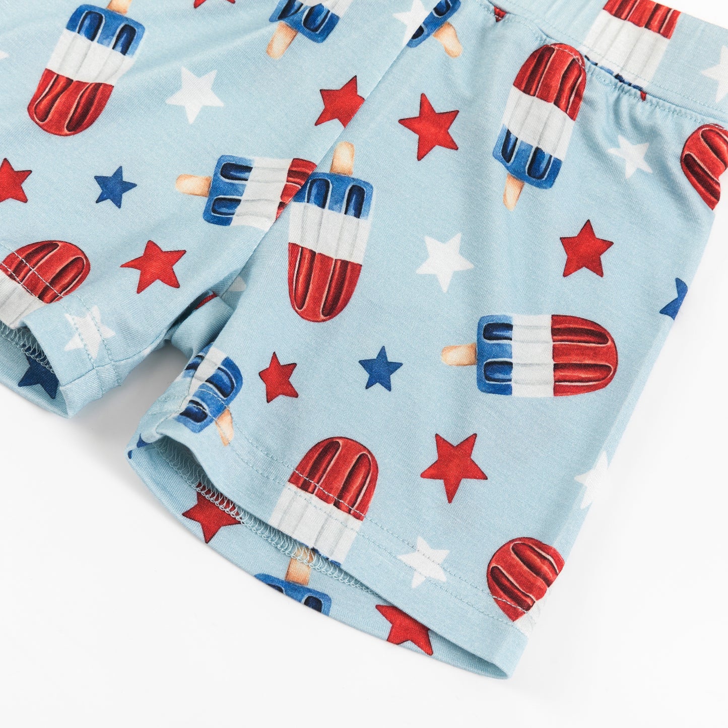 4th Of July Ice Cream Star Bamboo Summer Pajama Shorts Set
