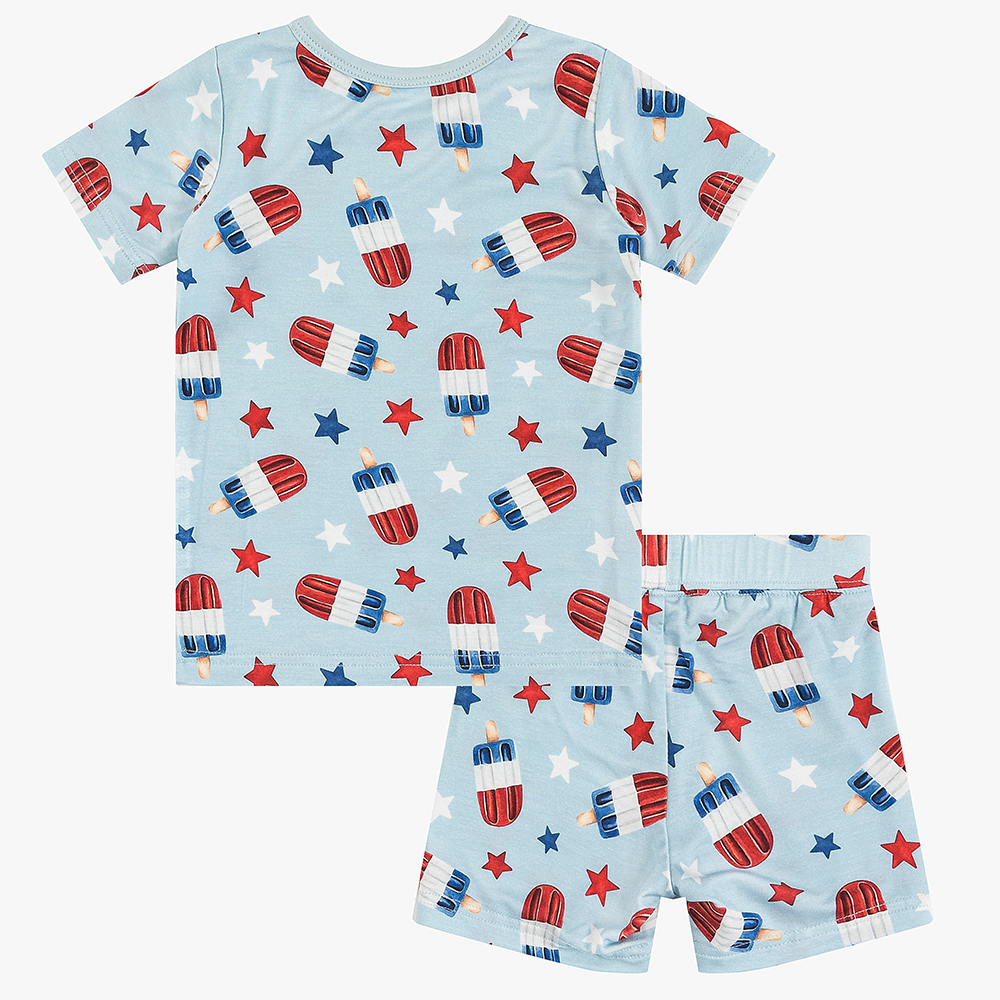 4th Of July Ice Cream Star Bamboo Summer Pajama Shorts Set