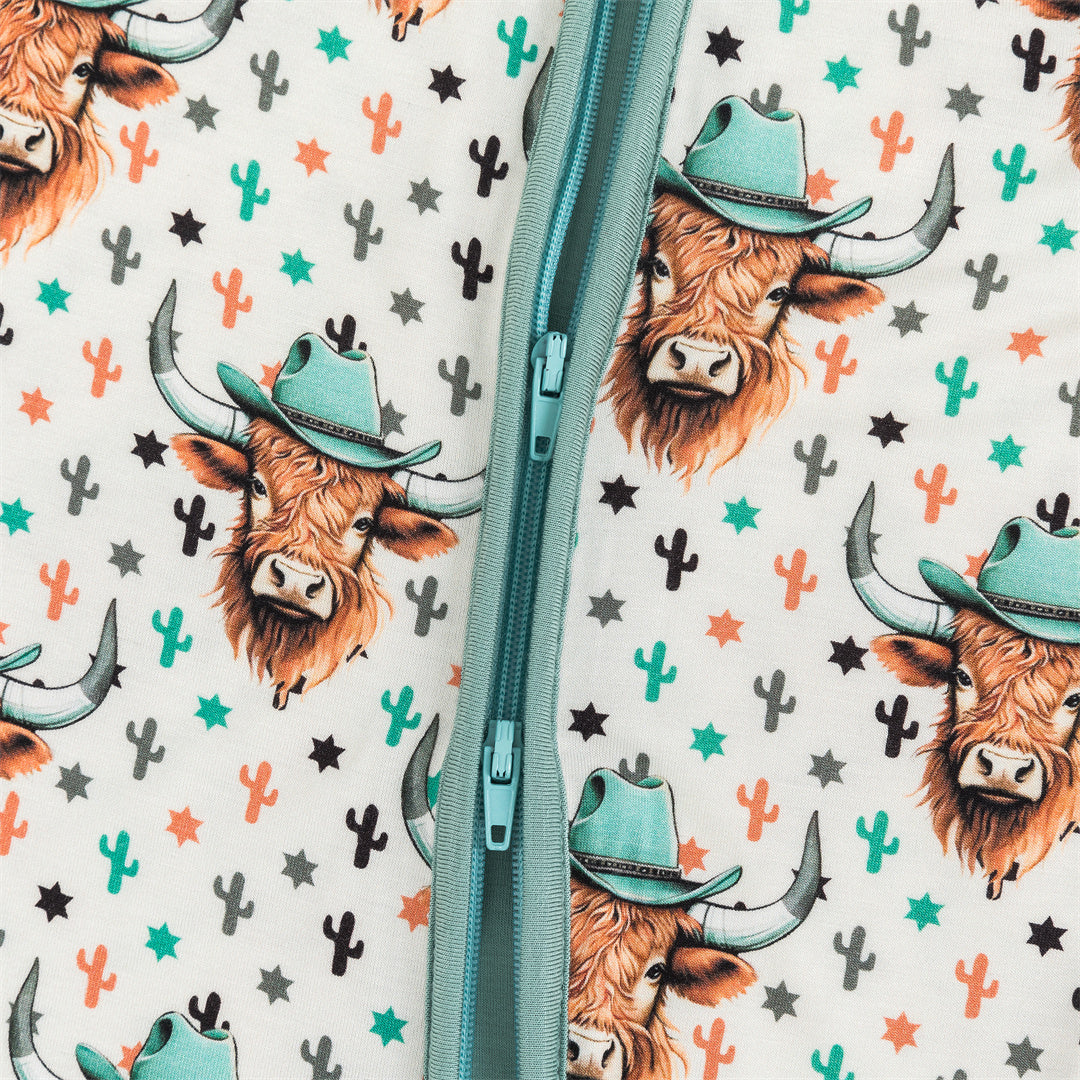 Pyjama convertible en bambou à imprimé tête de taureau pour bébé