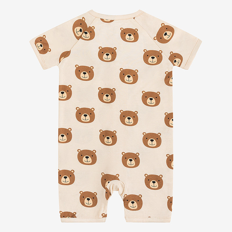 Pyjama court zippé en bambou pour bébé avec joli ours