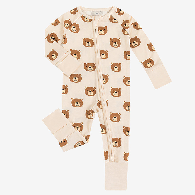 Pyjama zippé en bambou pour bébé avec joli ours