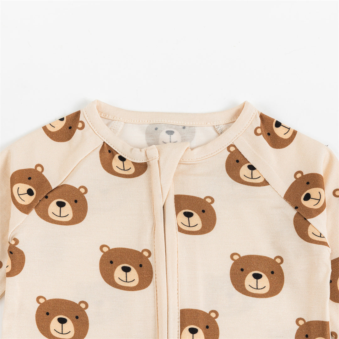 Pyjama zippé en bambou pour bébé avec joli ours