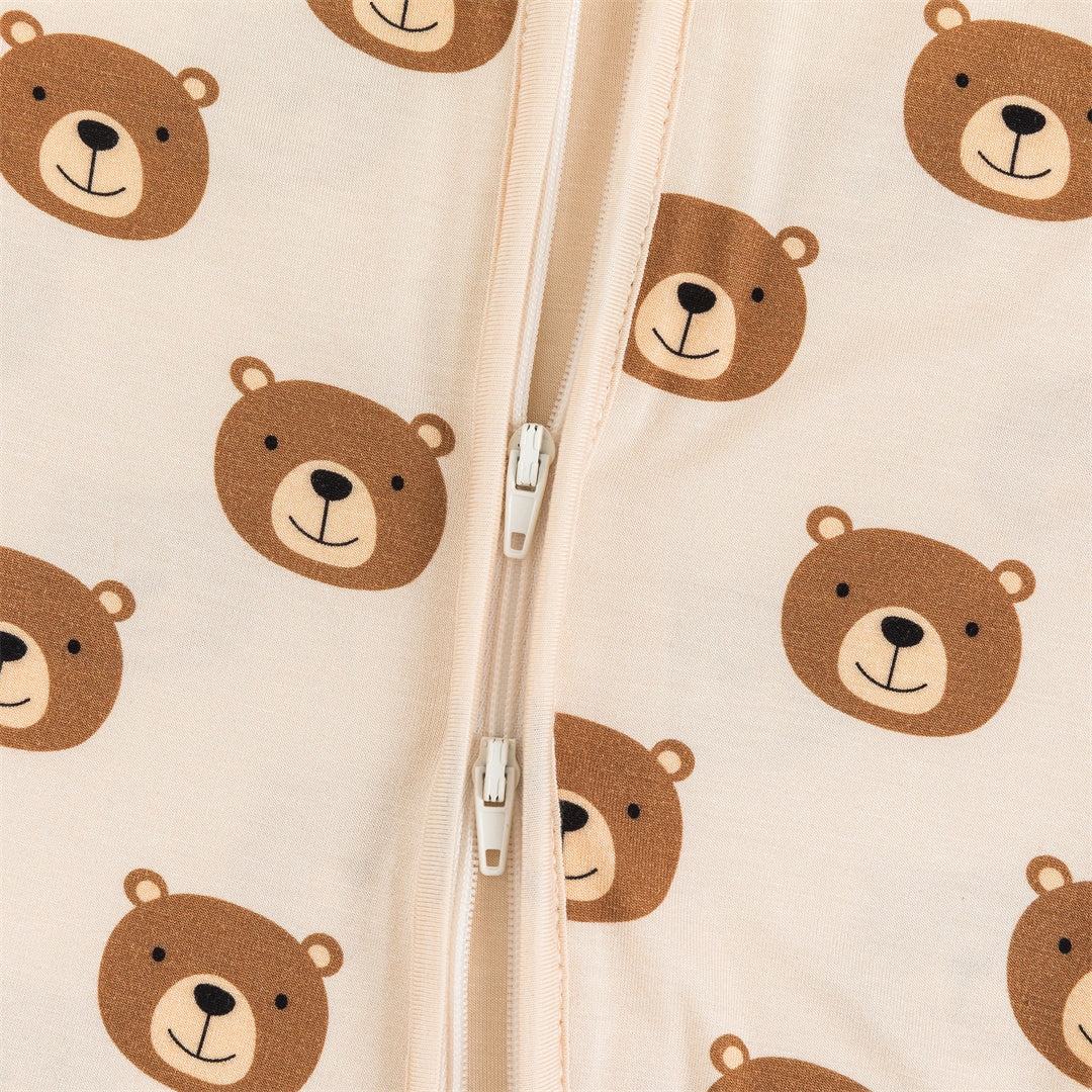 Pyjama zippé en bambou pour bébé avec joli ours
