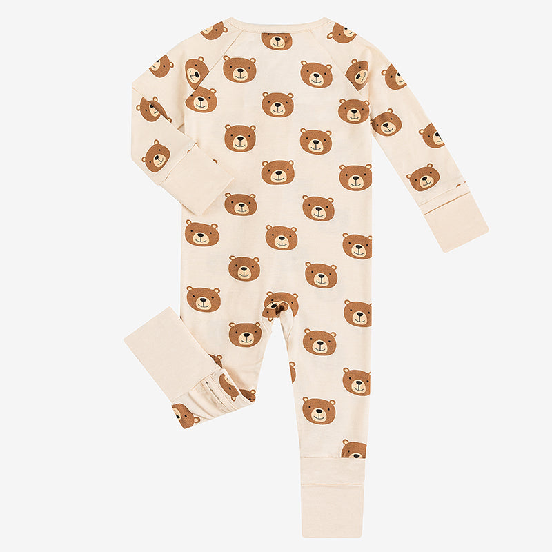 Pyjama zippé en bambou pour bébé avec joli ours