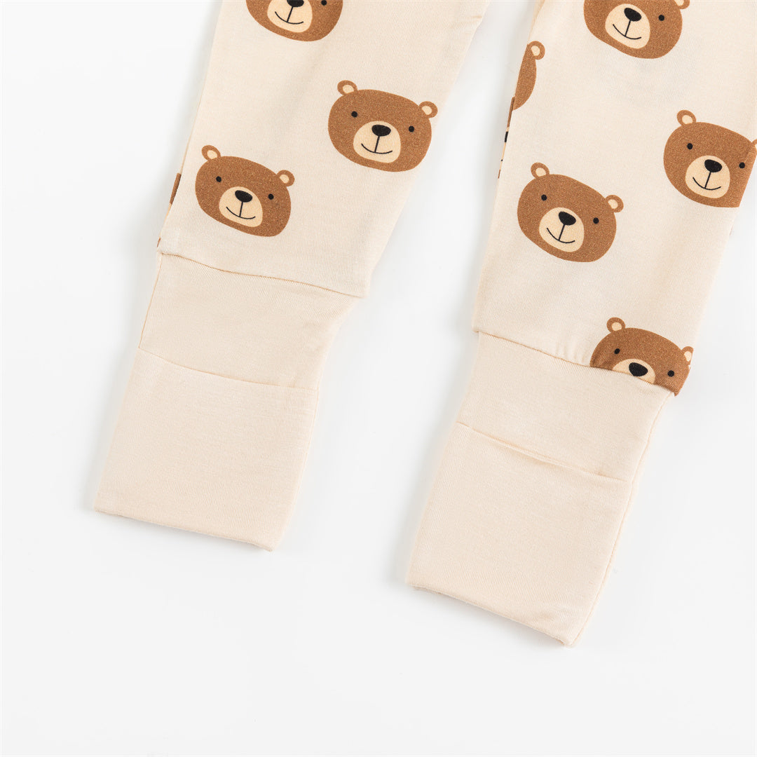 Pyjama zippé en bambou pour bébé avec joli ours