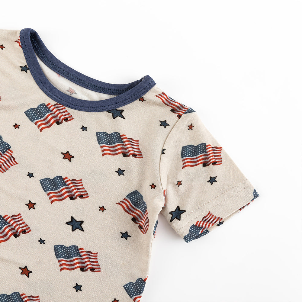 북유럽 드림 풀 그린 패턴 대나무 여름 파자마 반바지 세트