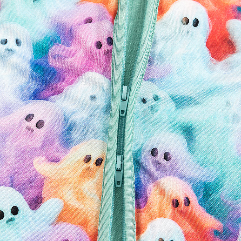 Halloween Rainbow Ghost Baby Bamboo Zipper Romper Pajamas