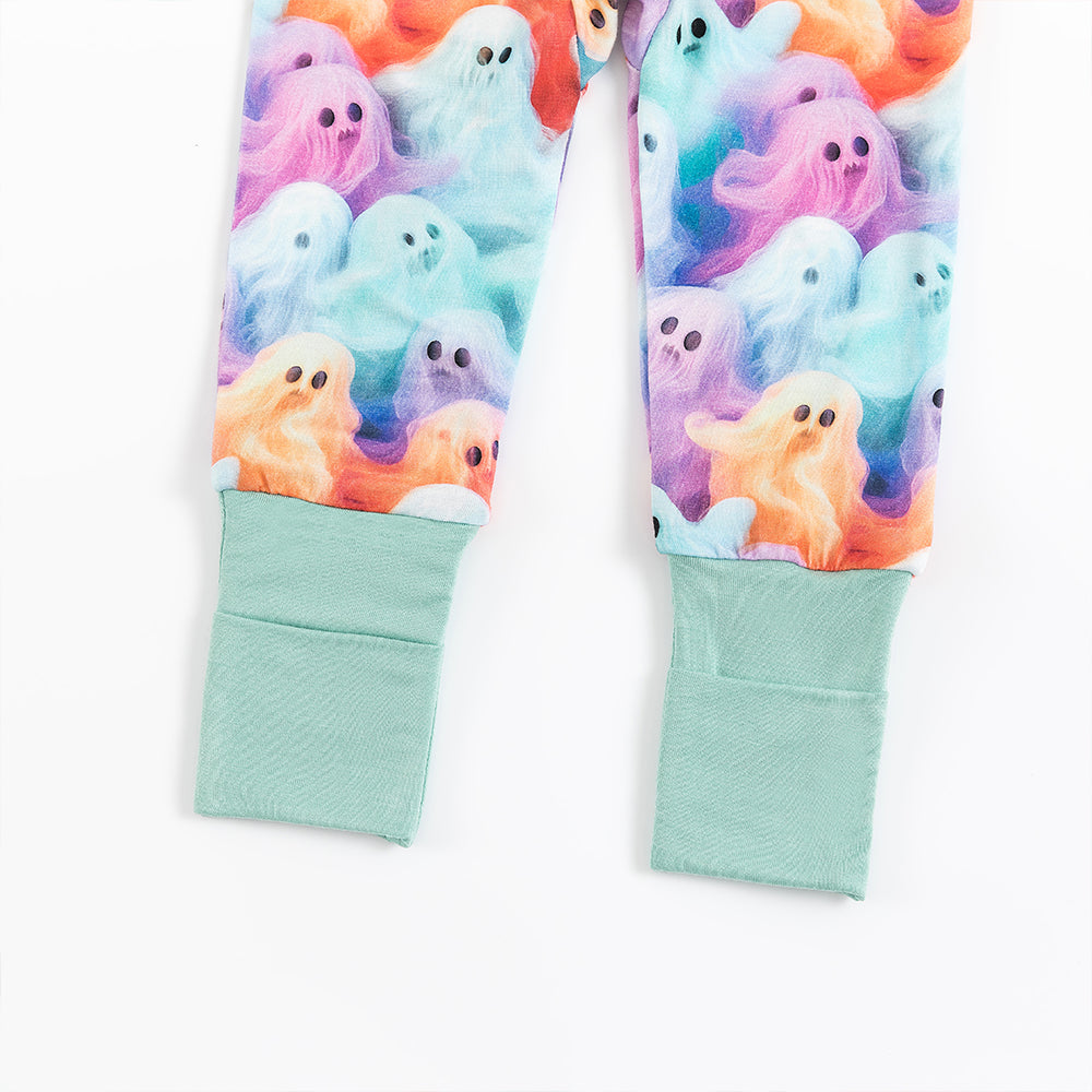 Halloween Rainbow Ghost Baby Bamboo Zipper Romper Pajamas