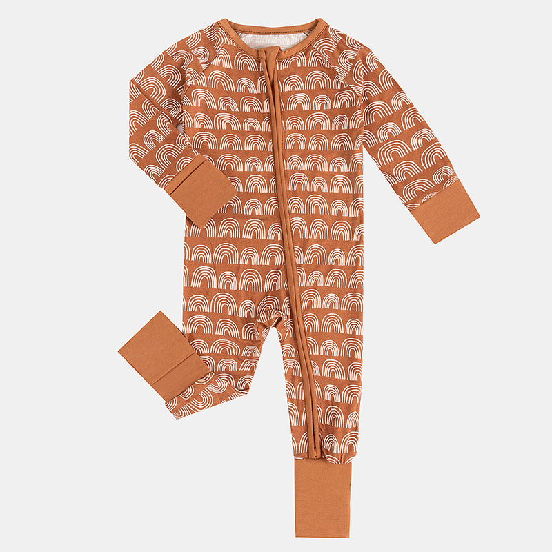 Rainbow Brown Bamboo Baby Zippy Pajama