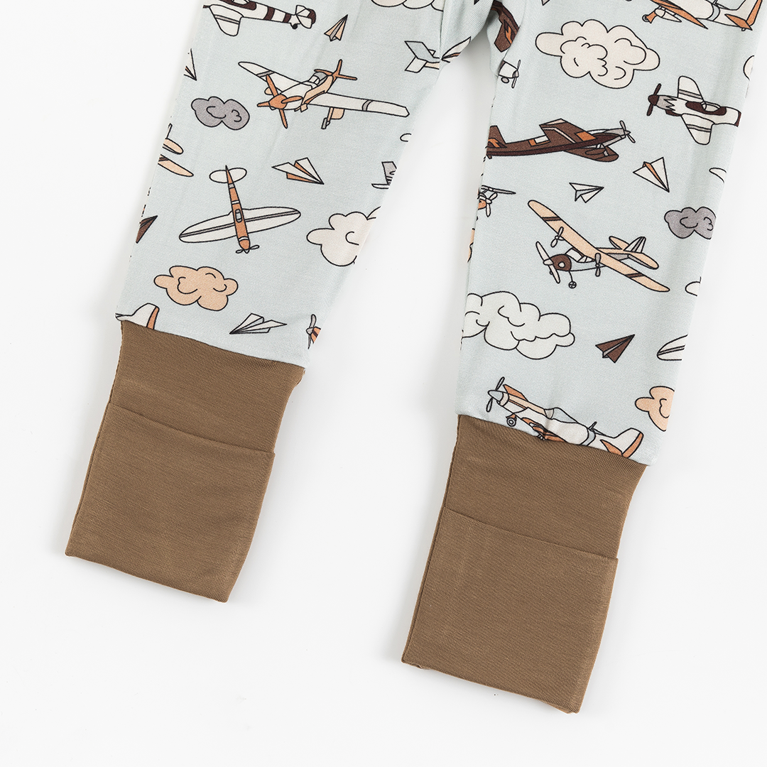 Vintage Airplane Bamboo Baby Zipper Romper Pajama