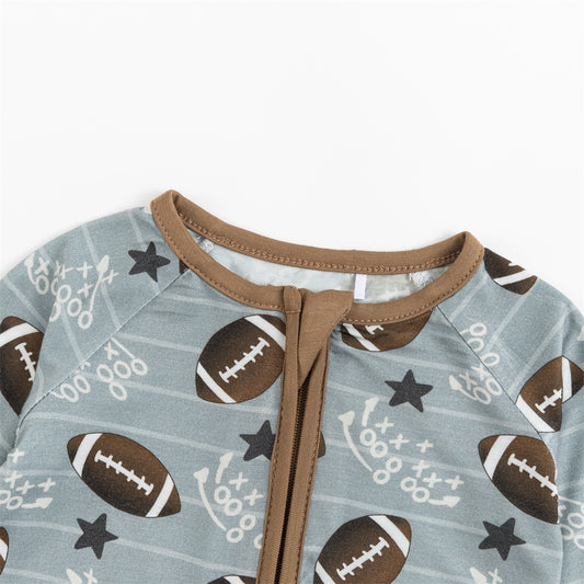 Bamboo Zip Romper Game Day bamboo clothing design - baby apparel bamboo clothing with custom design - baby wear front view