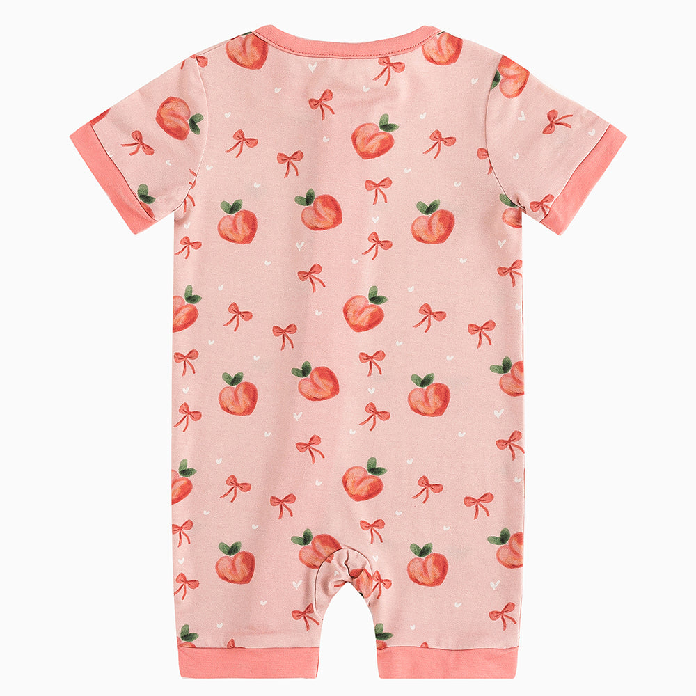 Peach Bow Bamboo Bamboo Short Bamboo Zippy Baby Romper