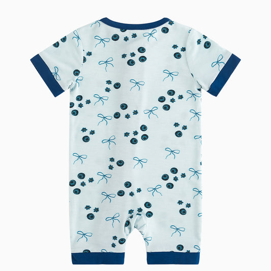 Blueberry Bow Short Bamboo Zippy Baby Romper bamboo clothing design - baby apparel bamboo clothing with custom design - baby wear front view