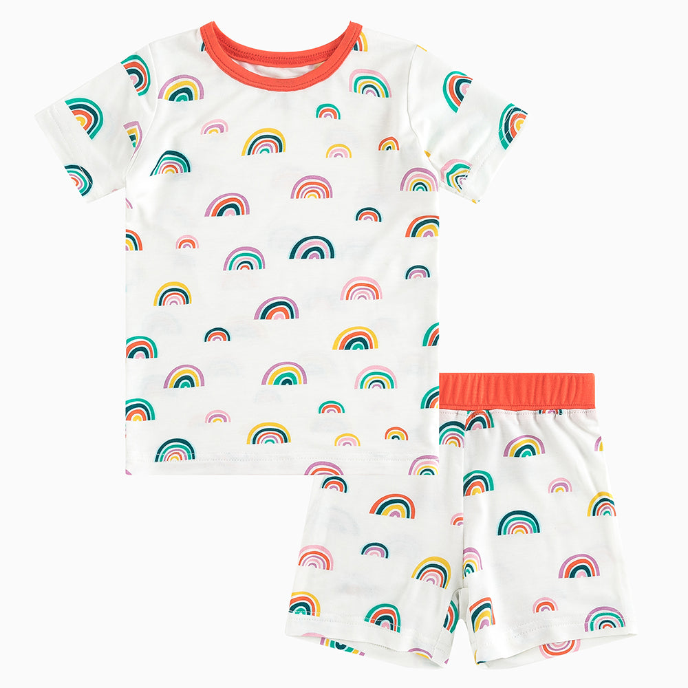 북유럽 드림 풀 그린 패턴 대나무 여름 파자마 반바지 세트