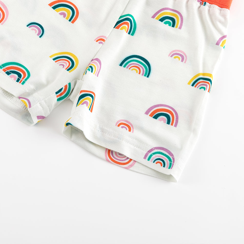 북유럽 드림 풀 그린 패턴 대나무 여름 파자마 반바지 세트