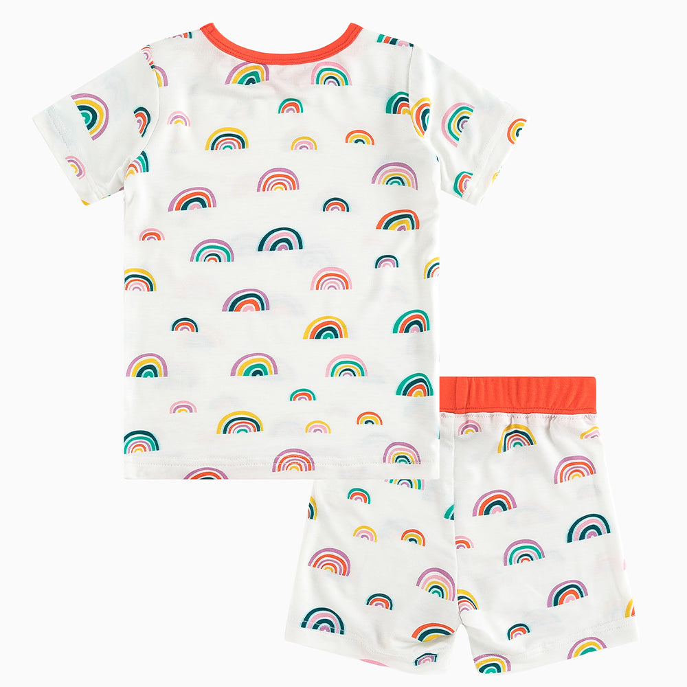 북유럽 드림 풀 그린 패턴 대나무 여름 파자마 반바지 세트