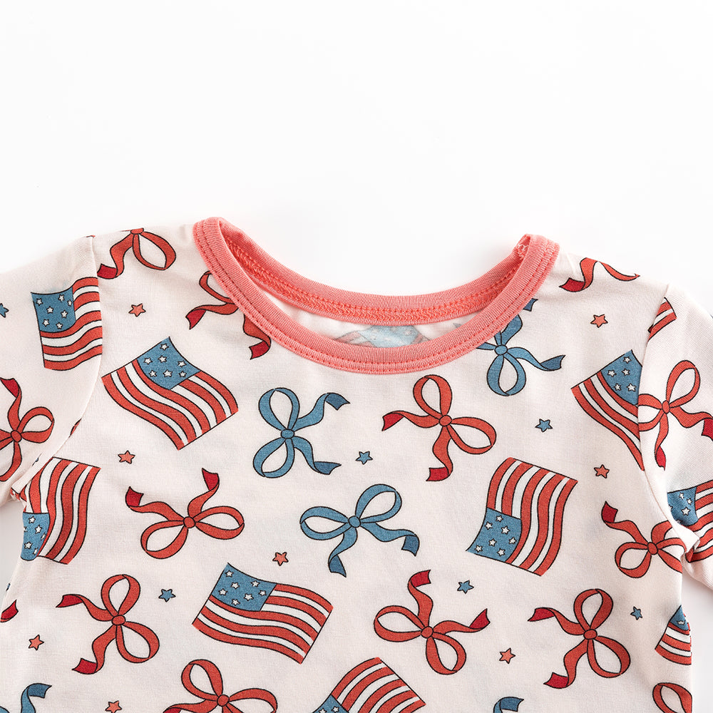 북유럽 드림 풀 그린 패턴 대나무 여름 파자마 반바지 세트