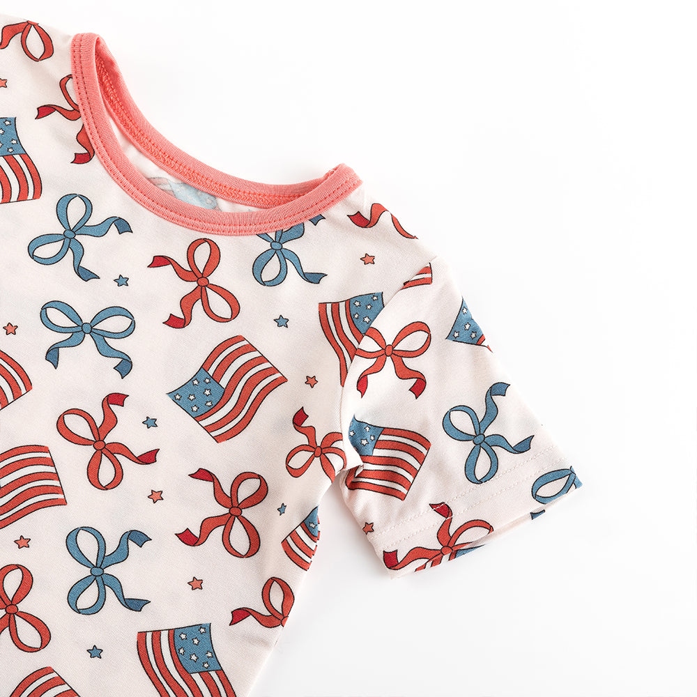 북유럽 드림 풀 그린 패턴 대나무 여름 파자마 반바지 세트