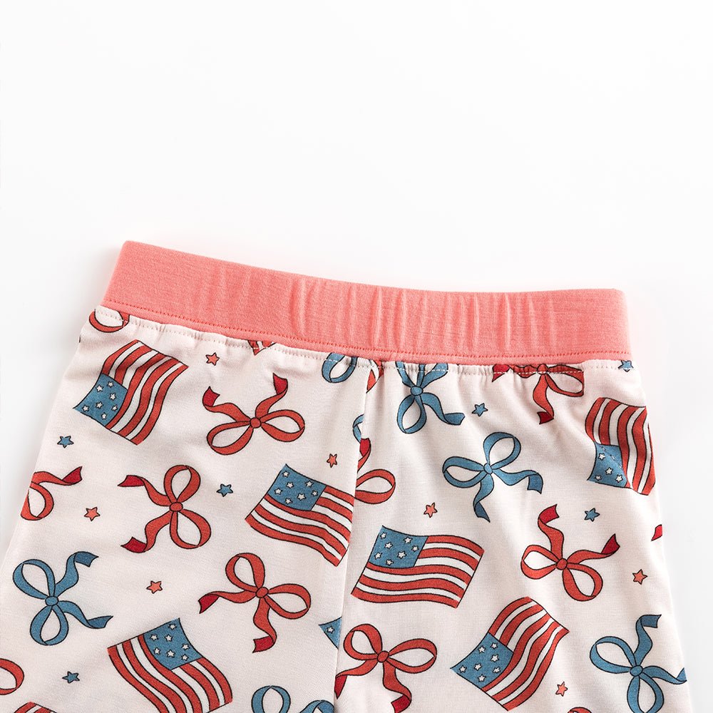 북유럽 드림 풀 그린 패턴 대나무 여름 파자마 반바지 세트