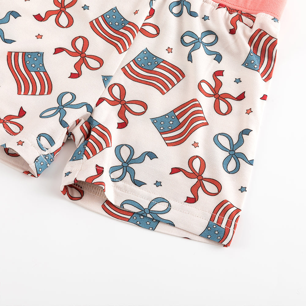 북유럽 드림 풀 그린 패턴 대나무 여름 파자마 반바지 세트