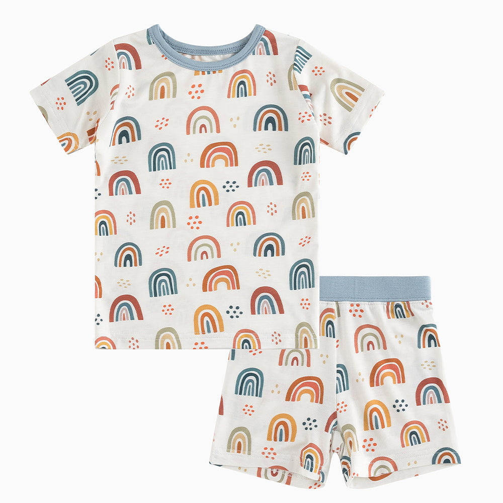 북유럽 드림 풀 그린 패턴 대나무 여름 파자마 반바지 세트