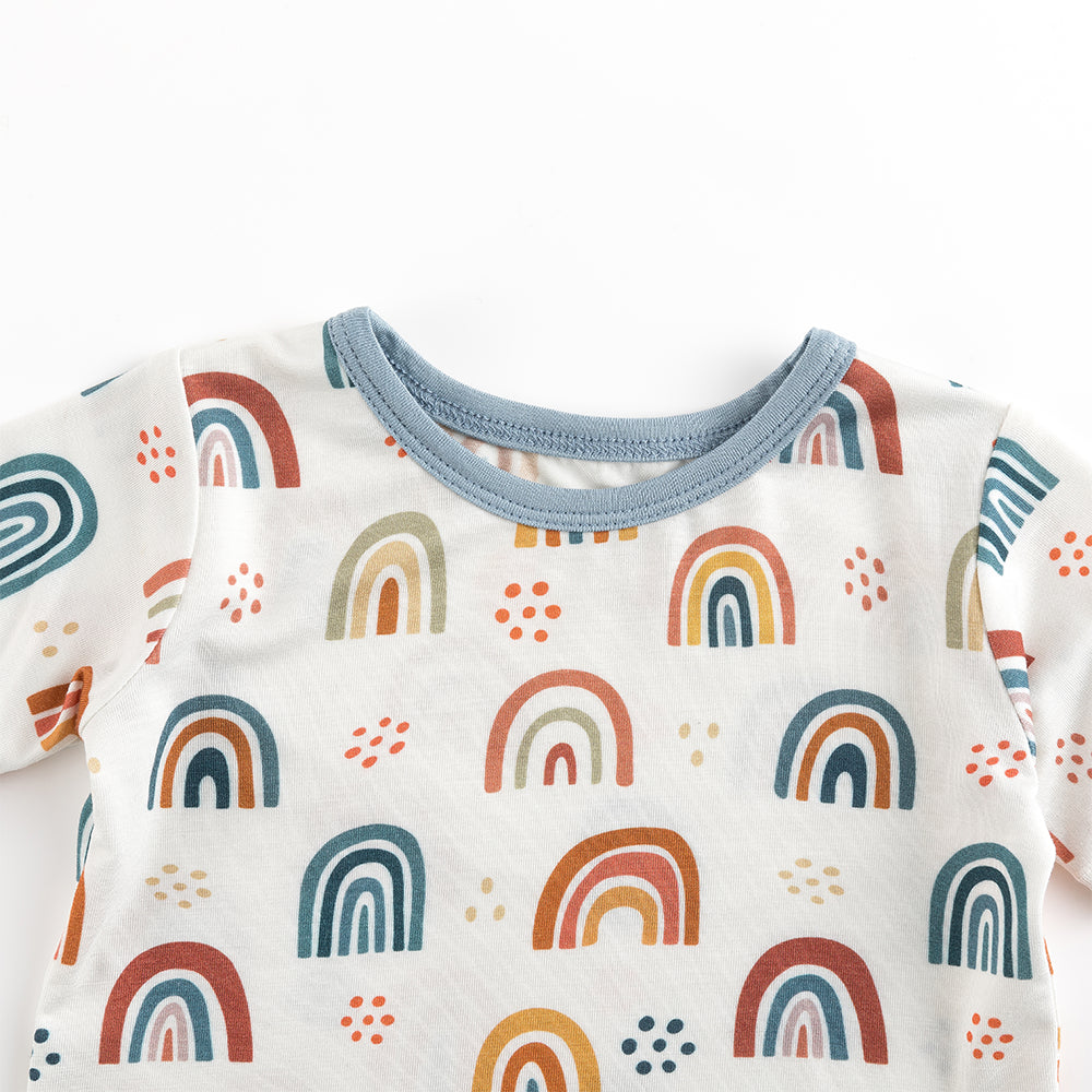 북유럽 드림 풀 그린 패턴 대나무 여름 파자마 반바지 세트