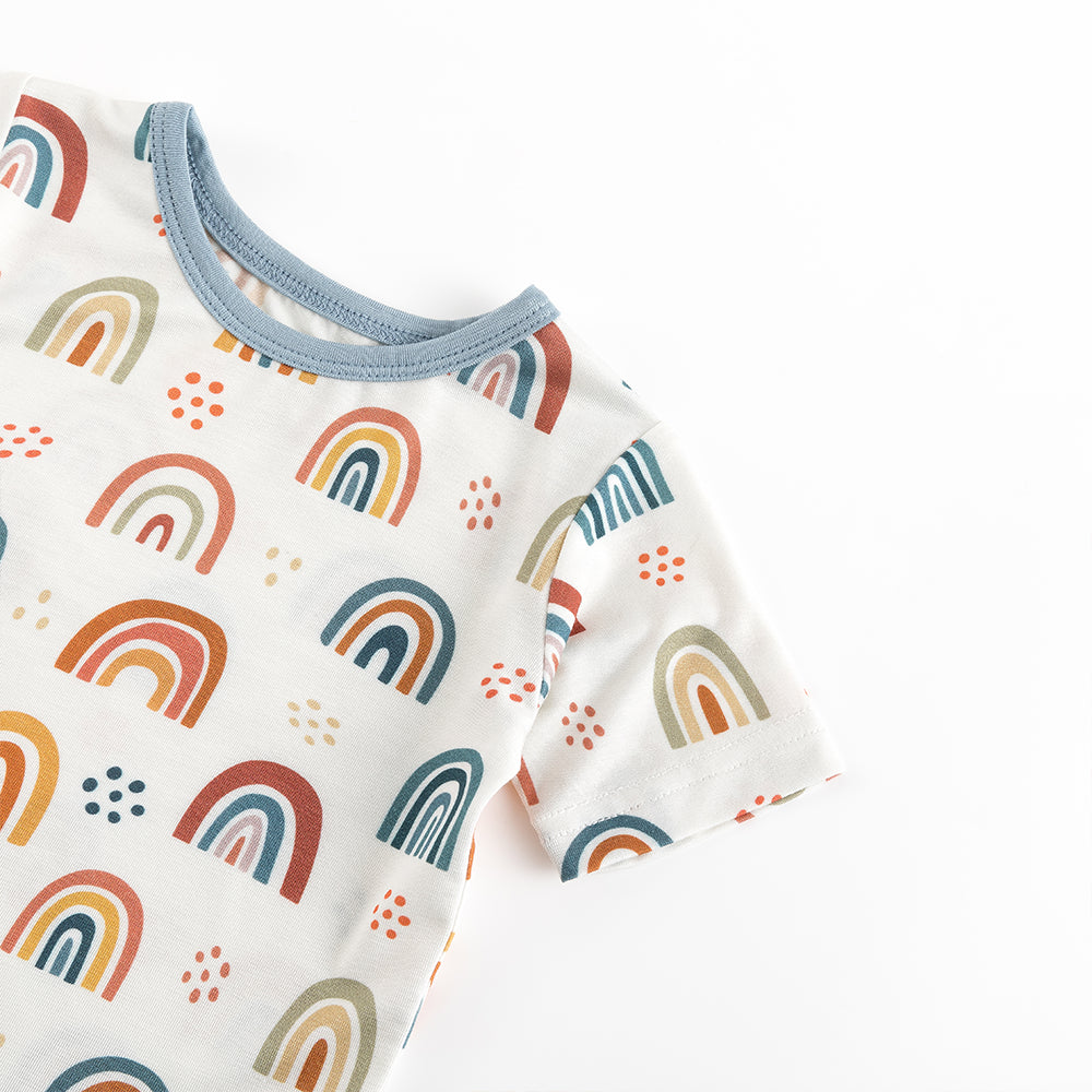 북유럽 드림 풀 그린 패턴 대나무 여름 파자마 반바지 세트