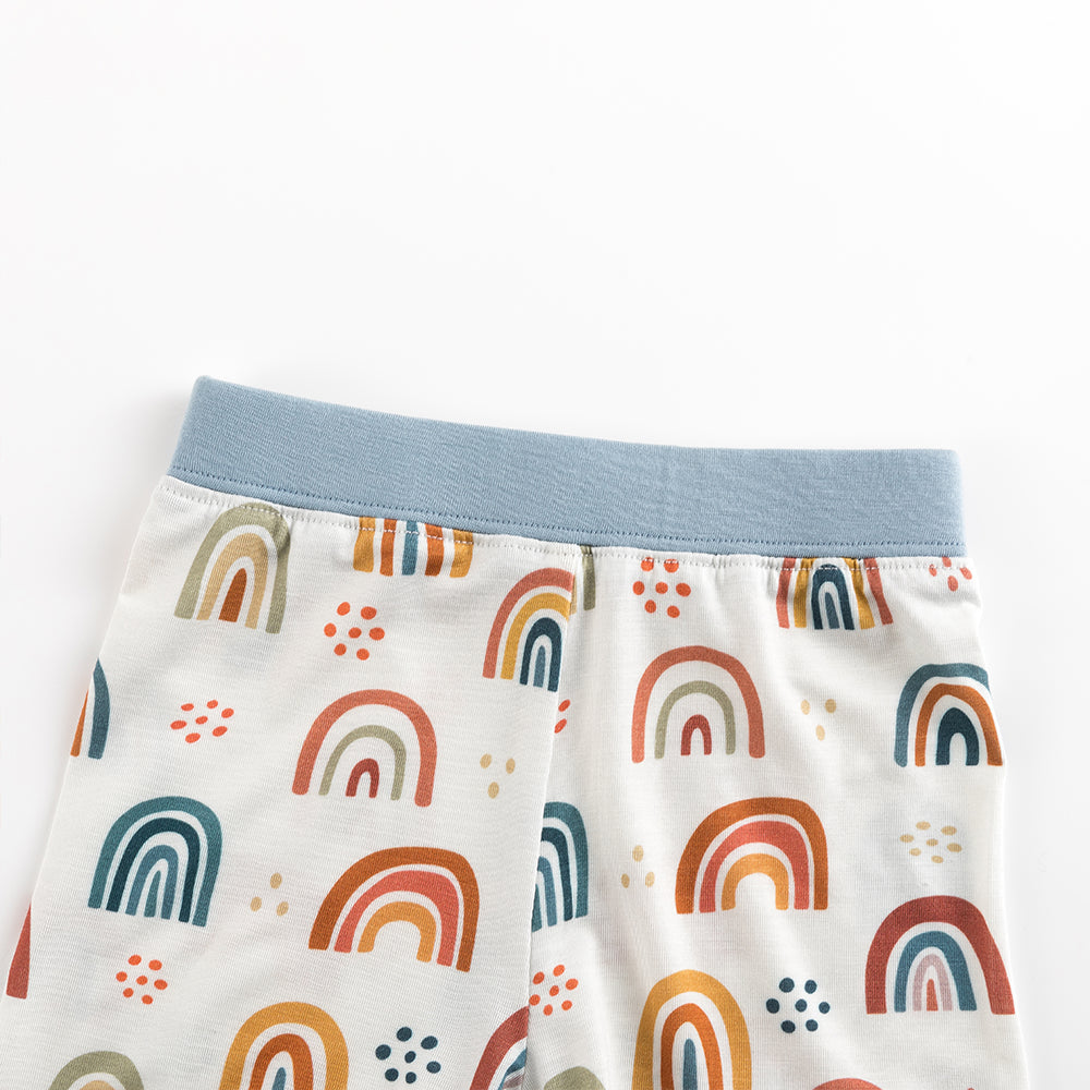 북유럽 드림 풀 그린 패턴 대나무 여름 파자마 반바지 세트