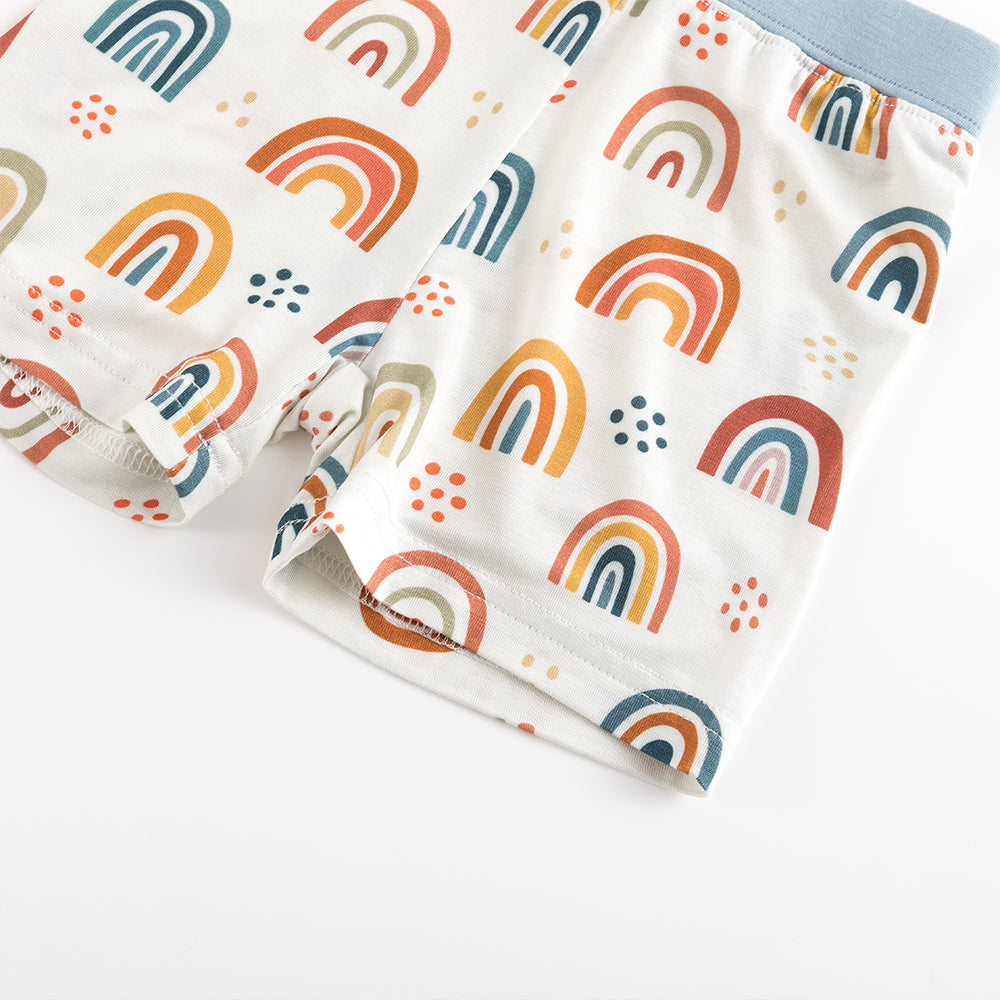 북유럽 드림 풀 그린 패턴 대나무 여름 파자마 반바지 세트