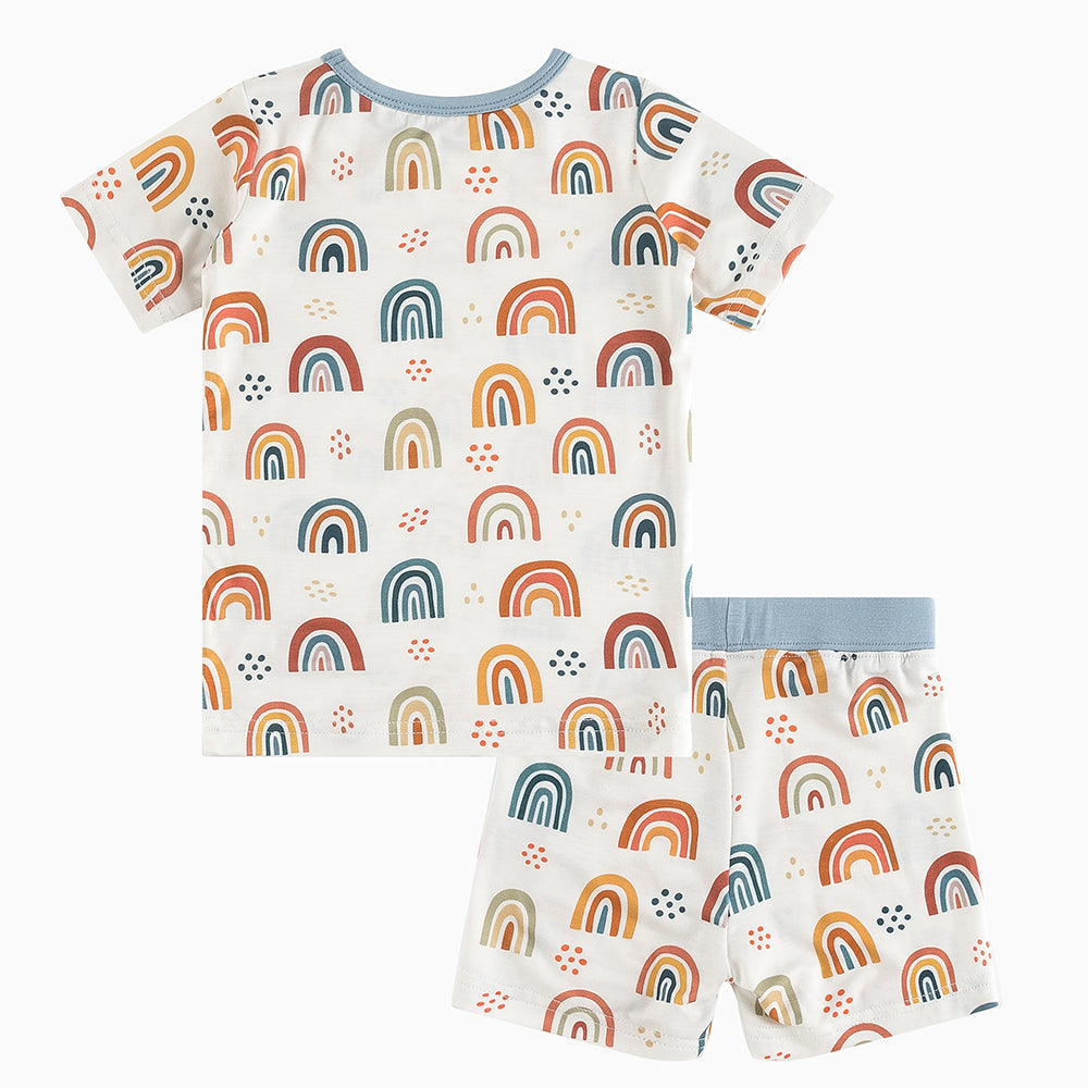 북유럽 드림 풀 그린 패턴 대나무 여름 파자마 반바지 세트