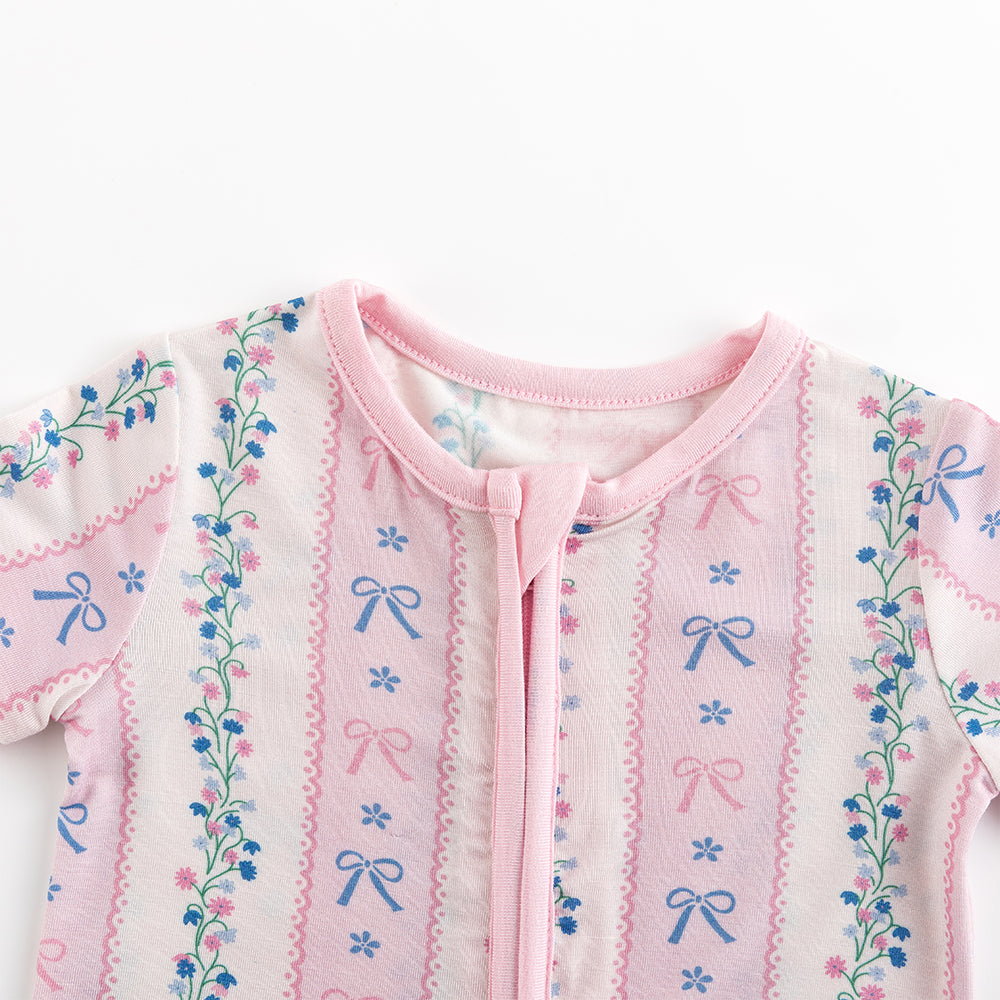 북유럽 드림 잔디 녹색 패턴 짧은 대나무 지피 아기 장난 꾸러기