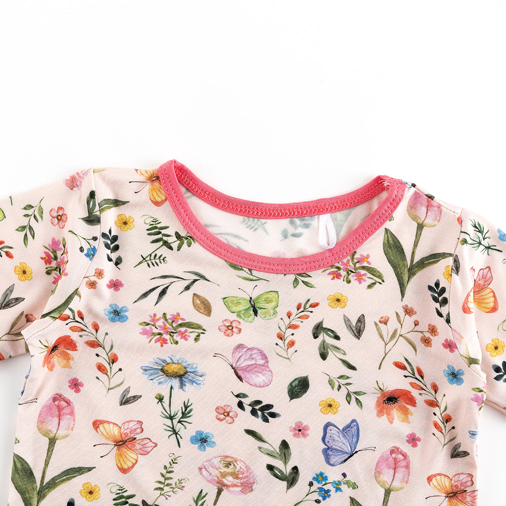 북유럽 드림 풀 그린 패턴 대나무 여름 파자마 반바지 세트