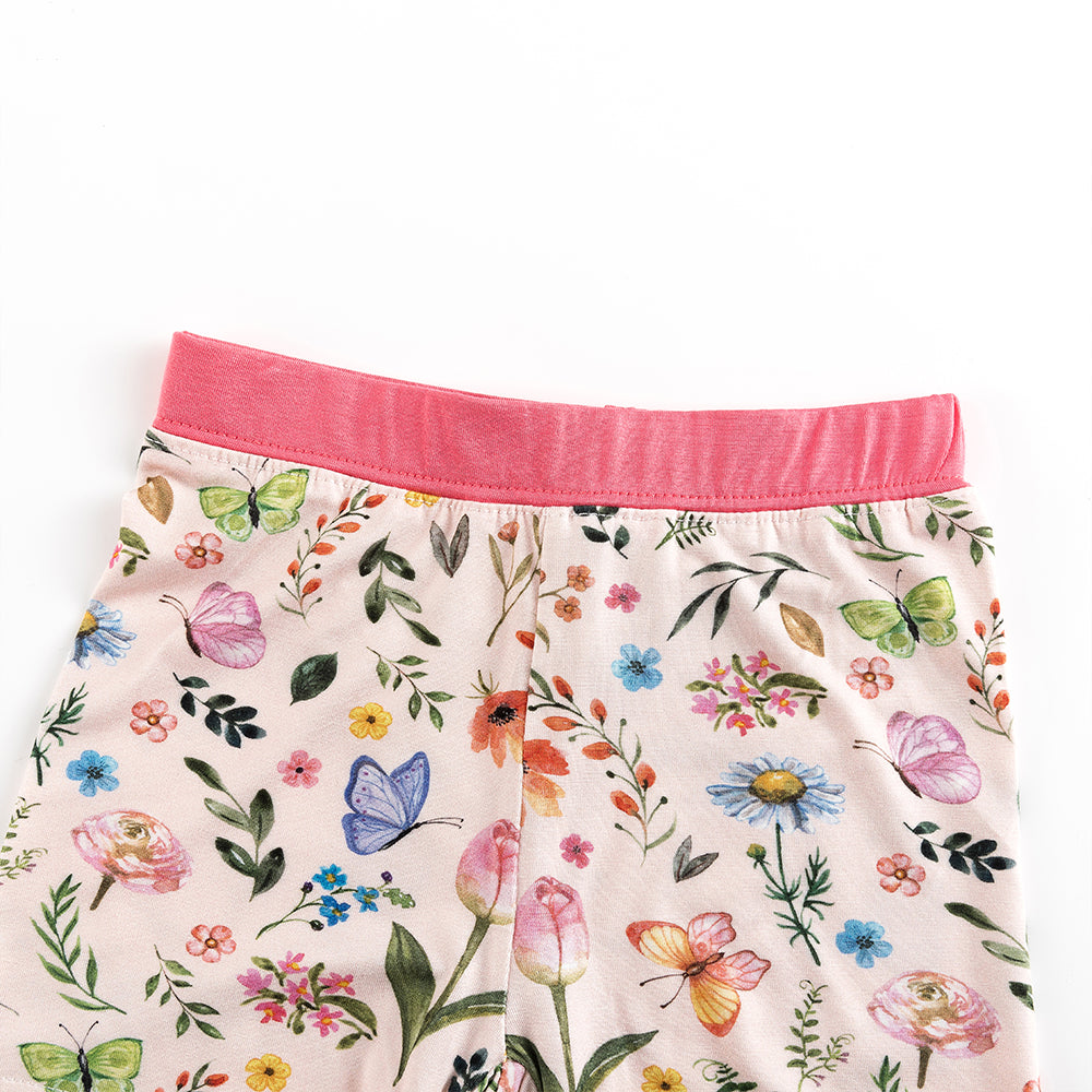 북유럽 드림 풀 그린 패턴 대나무 여름 파자마 반바지 세트