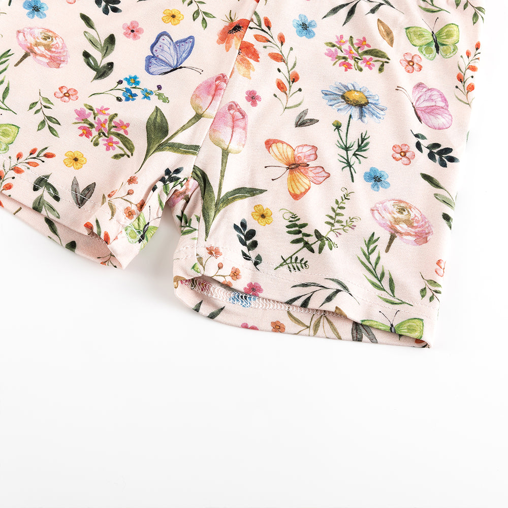 북유럽 드림 풀 그린 패턴 대나무 여름 파자마 반바지 세트