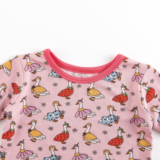 Daisy Goose Bamboo Summer Pajama Shorts Set bamboo clothing design - baby apparel bamboo clothing with custom design - baby wear front view