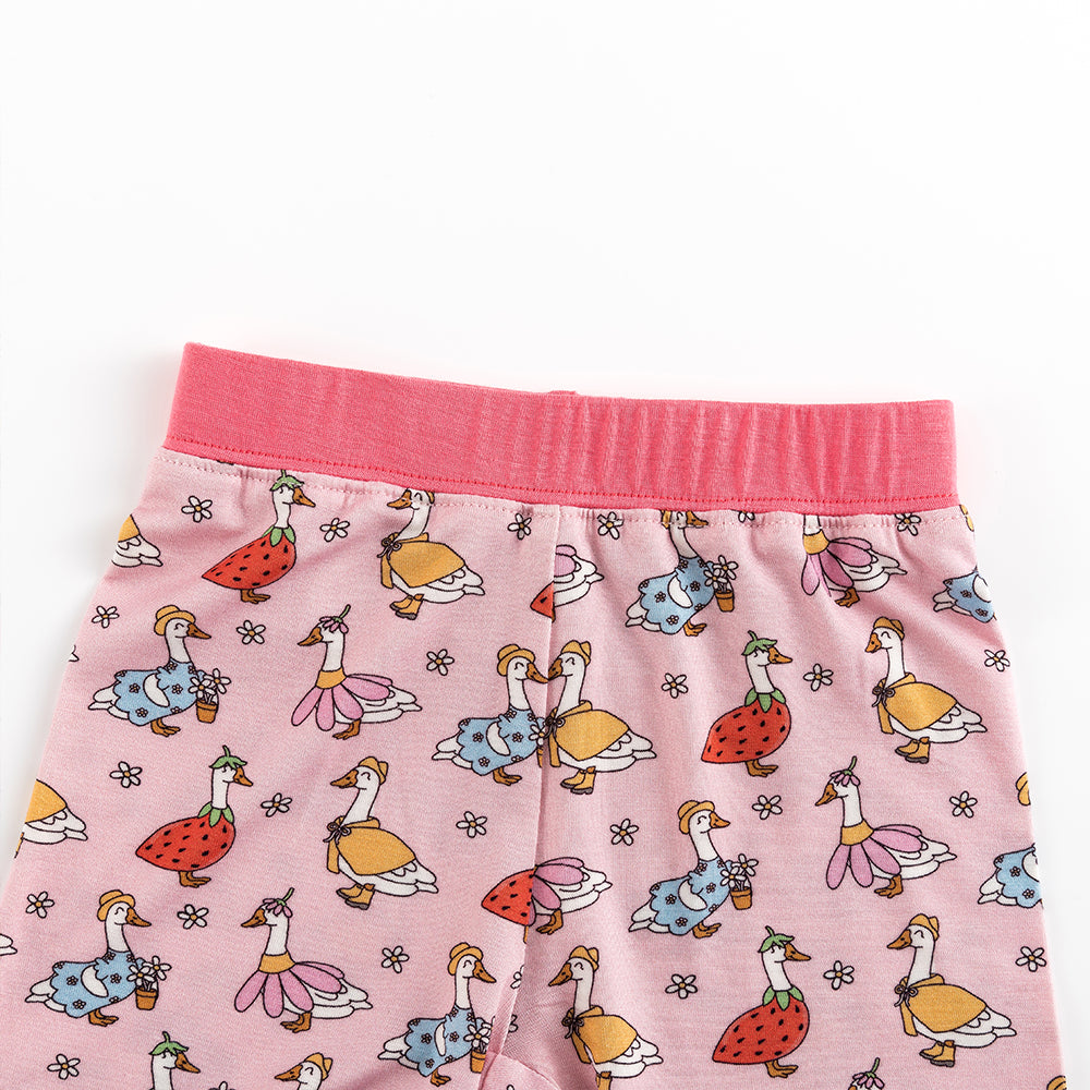 북유럽 드림 풀 그린 패턴 대나무 여름 파자마 반바지 세트