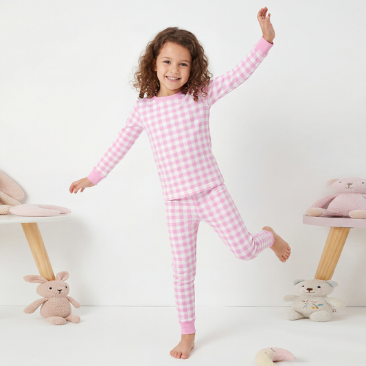 two-piece pajama set custom pattern - kids comfort wear two-piece pajama set with custom design - kids wear front view