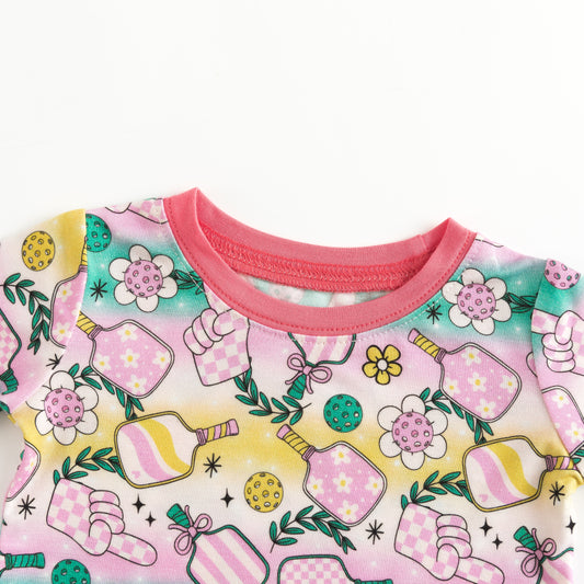 Rainbow Flower Kids Bamboo Two Piece Pajama Set bamboo clothing design - baby apparel bamboo clothing with custom design - baby wear front view