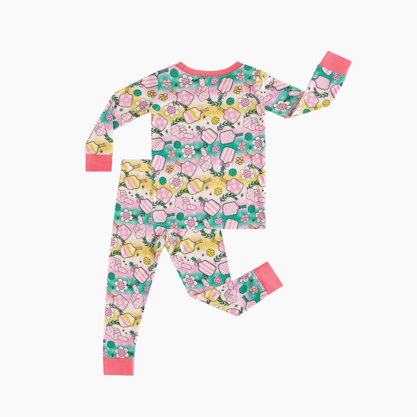 Rainbow Flower Kids Bamboo Two-Piece Pajama Set