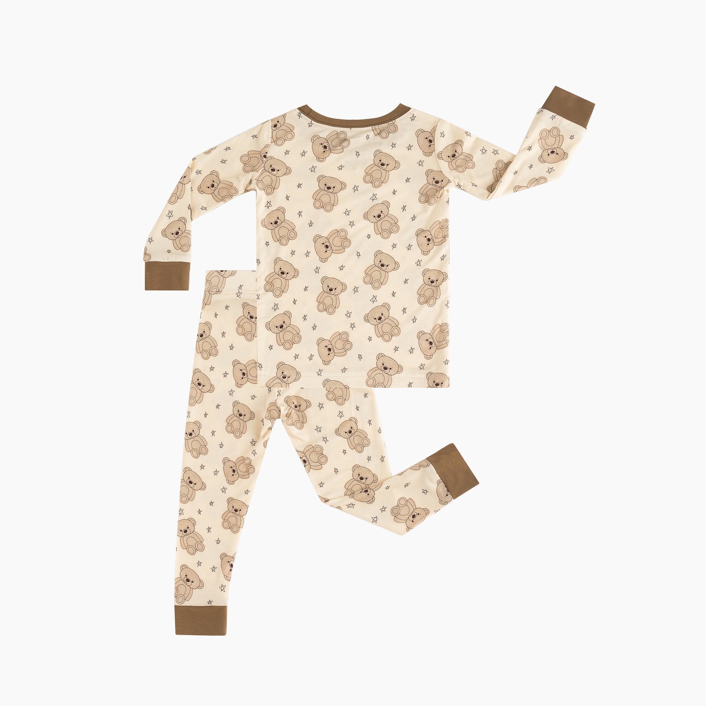 Adorable Bear Print Kids Bamboo Two-Piece Pajama Set
