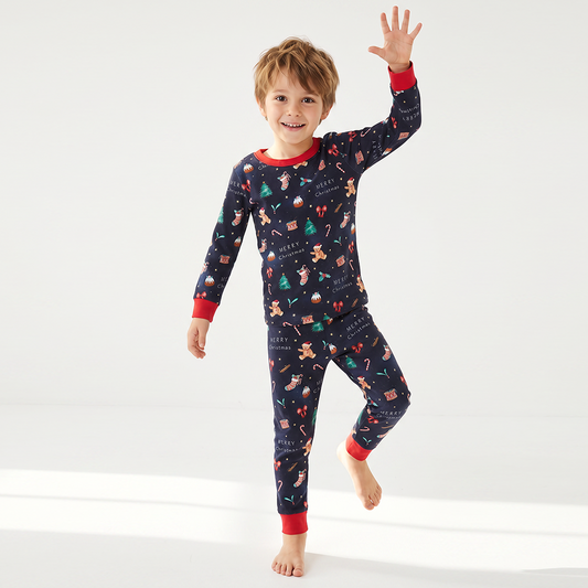 Christmas Holiday Bear Kids Bamboo Two Piece Pajama Set bamboo clothing design - baby apparel bamboo clothing with custom design - baby wear front view